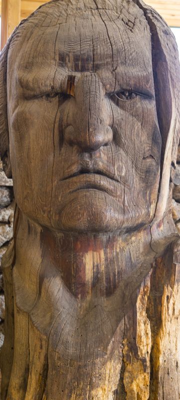Wood carving of Chief Crazy Horse 