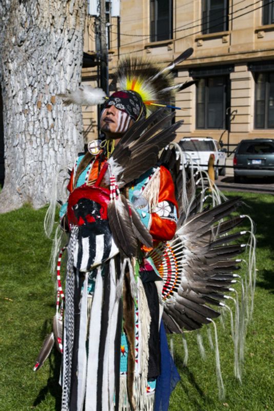 Lakota Indian outside of Town Square 