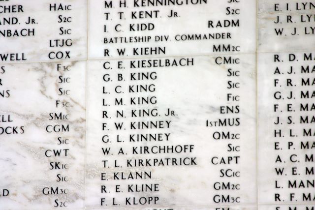 Individual names on the USS Arizona Memorial Wall 