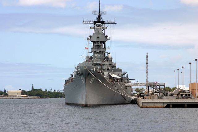 Battleship at anchor - Pearl Harbor